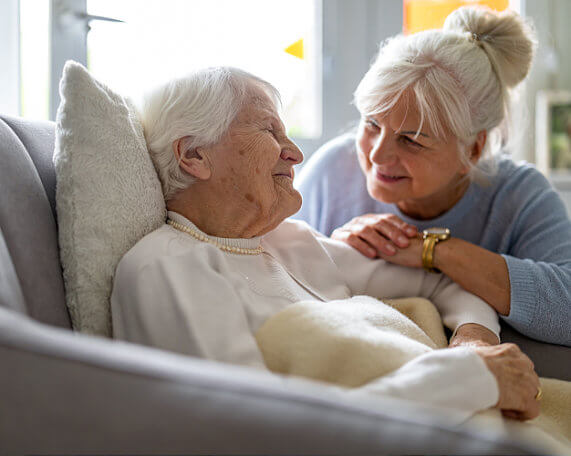 square photos Nursing home planning for a senior woman and her adult daughter