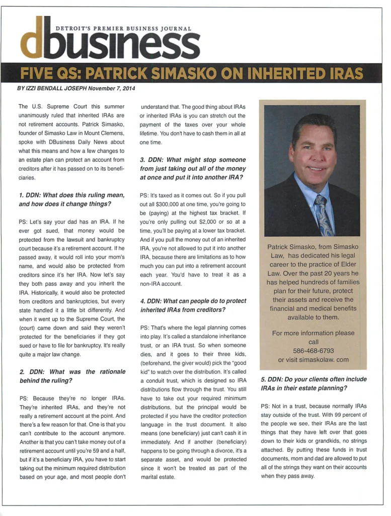 Five Q’s: Patrick Simasko on Inherited IRA’s